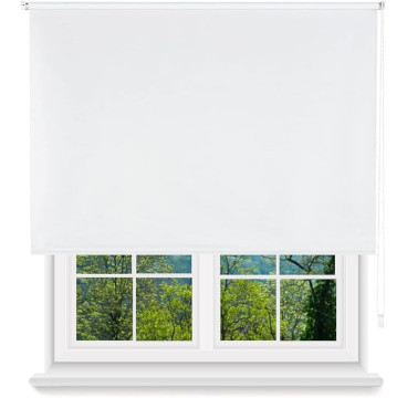 Estor Enrollable Opaco,Blanco y Gris( 60,80,100,120,150 X 180 CM)Blackout, Fácil de Instalar
