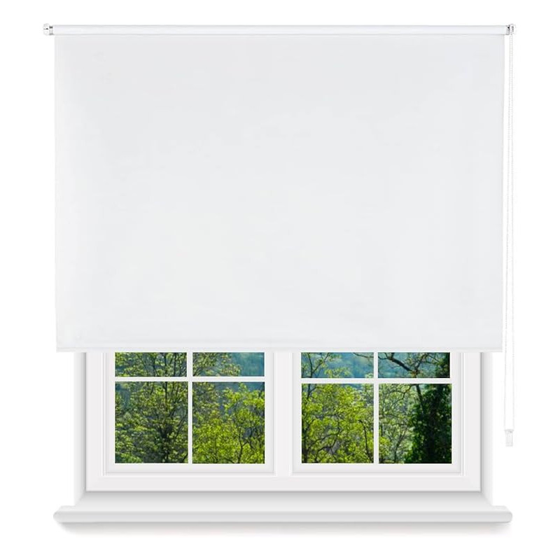 Estor Enrollable Opaco,Blanco y Gris( 60,80,100,120,150 X 180 CM)Blackout, Fácil de Instalar