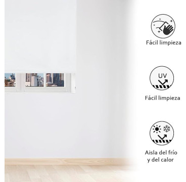 Estor Enrollable Opaco,Blanco y Gris( 60,80,100,120,150 X 180 CM)Blackout, Fácil de Instalar