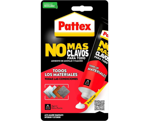 Pattex No Más Clavos 142G Para Todo HighTack, adhesivo de montaje resistente a temperaturas extremas
