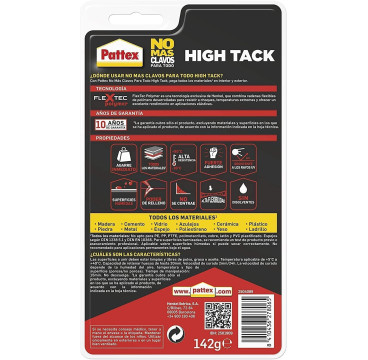 Pattex No Más Clavos 142G Para Todo HighTack, adhesivo de montaje resistente a temperaturas extremas