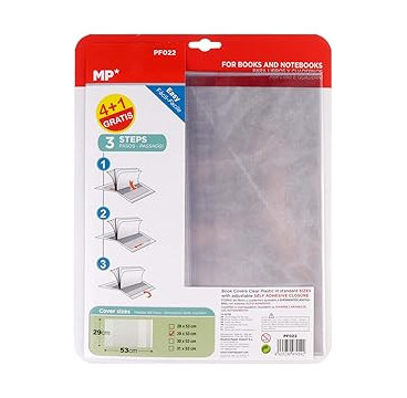 MP – Pack 5 Unidades, Forro Libros Transparente  Medidas 29x53cm