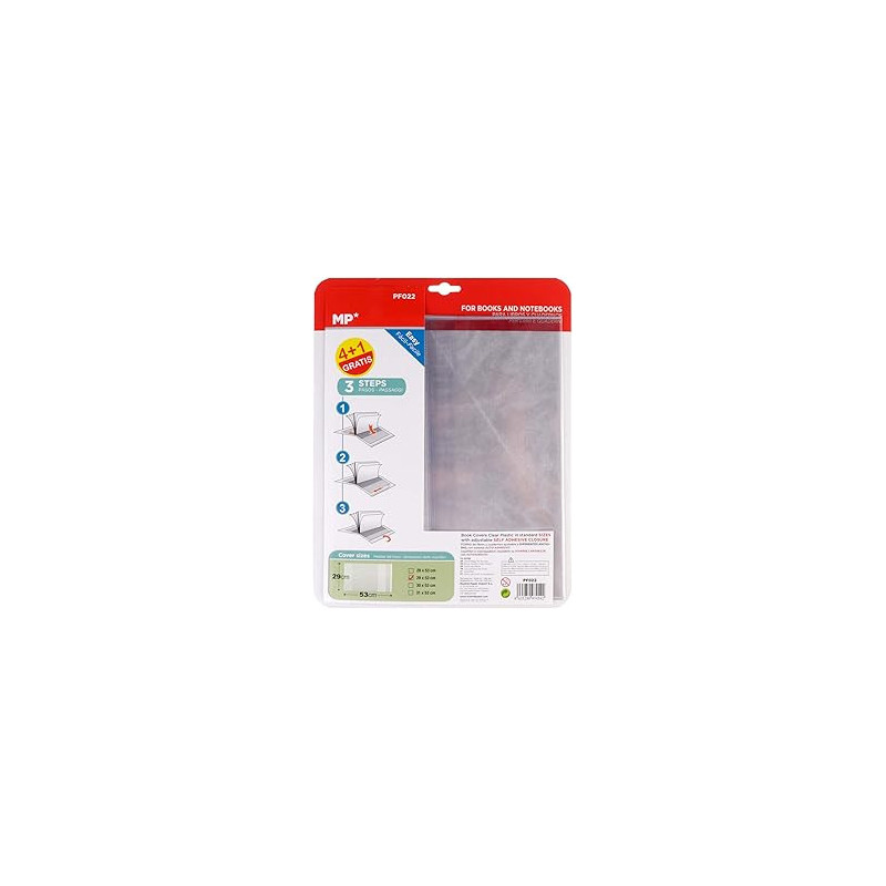 MP – Pack 5 Unidades, Forro Libros Transparente  Medidas 29x53cm