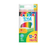 Lapices de colores carioca tita hexagonal 12 unidades colores surtidos + 2 gratis