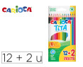 Lapices de colores carioca tita hexagonal 12 unidades colores surtidos + 2 gratis