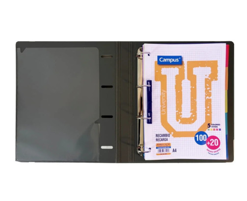 Carpeblock 4 Anillas Campus University Gris con Recambio 5X5 mm 120 Hj 90 Gr