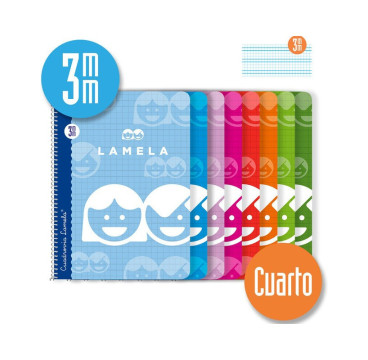 LAMELA-Libreta espiral tamaño cuarto,40 hojas, cuadrovía de 3 mm, LAMELA