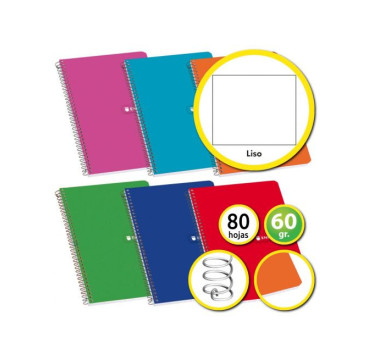 Enri Cuaderno Espiral Tapa Blanda  Liso 80 hojas