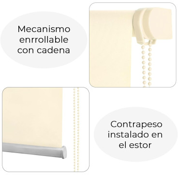 Estor Enrollable translúcido Liso (60-80-90-100-120-135-150x180 cm, Beige )