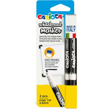 Carioca Fine 2.8MM - Pack de 2 rotuladores borrables para pizarra blanca, color negro