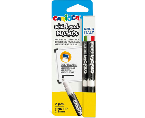 Carioca Fine 2.8MM - Pack de 2 rotuladores borrables para pizarra blanca, color negro