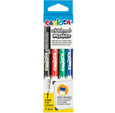 Carioca Fine - Bolsa de 4 rotuladores borrables para pizarra blanca, multicolor