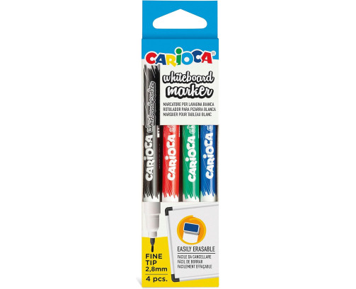 Carioca Fine - Bolsa de 4 rotuladores borrables para pizarra blanca, multicolor