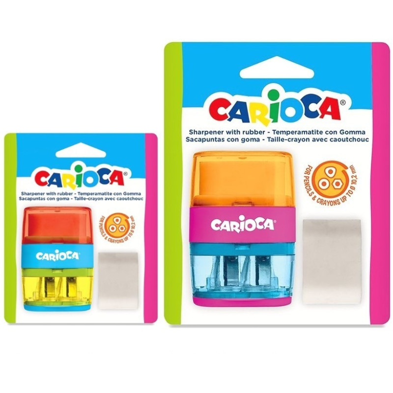 Carioca Sacapuntas con Goma de Borrar| Colores Surtidos