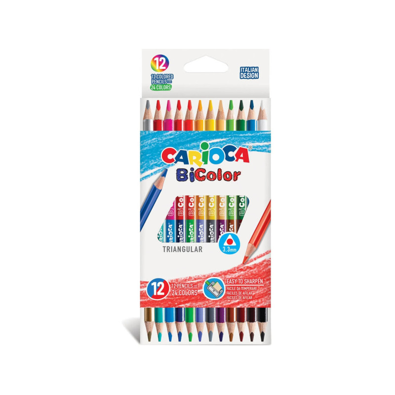 Colores Lápices de Colores Bicolor | Cuerpo triangular | Alta resistencia a la rotura|12 uds