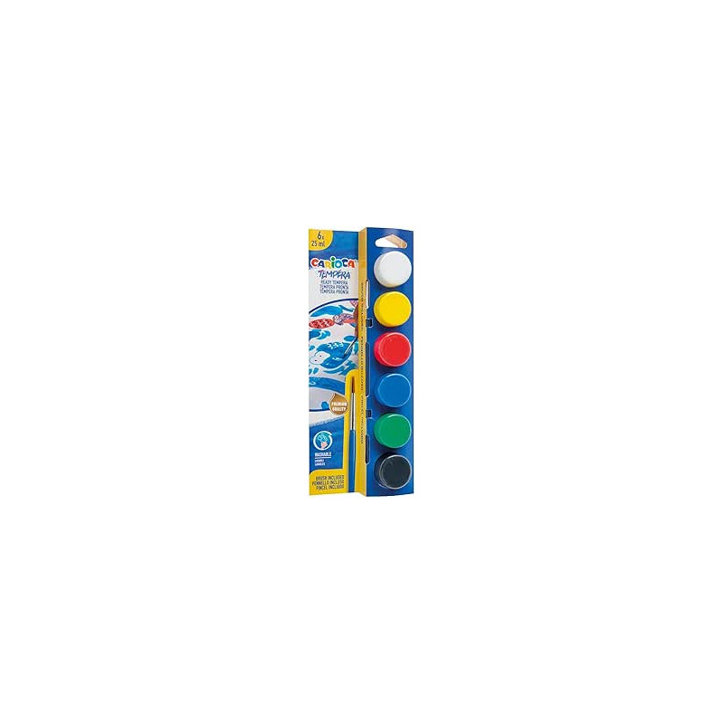 ARIOCA TEMPERA - Cepillo de pintura al agua (6 x 25 ml, 6 colores, 6 colores)
