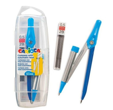 Carioca Pack de Bolsillo Compass 0.5mm-Recarga - Compas Ajustable con Portaminas - Kit de Carga Mina HB 0.5