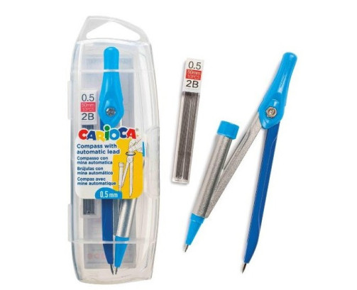 Carioca Pack de Bolsillo Compass 0.5mm-Recarga - Compas Ajustable con Portaminas - Kit de Carga Mina HB 0.5