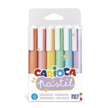 Carioca Marcador Pastel Punta Biselada Colores - Bolsa Pvc De 6