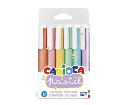 Carioca Marcador Pastel Punta Biselada Colores - Bolsa Pvc De 6