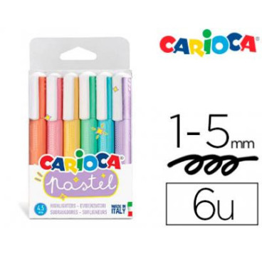 Carioca Marcador Pastel Punta Biselada Colores - Bolsa Pvc De 6