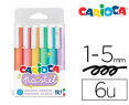 Carioca Marcador Pastel Punta Biselada Colores - Bolsa Pvc De 6