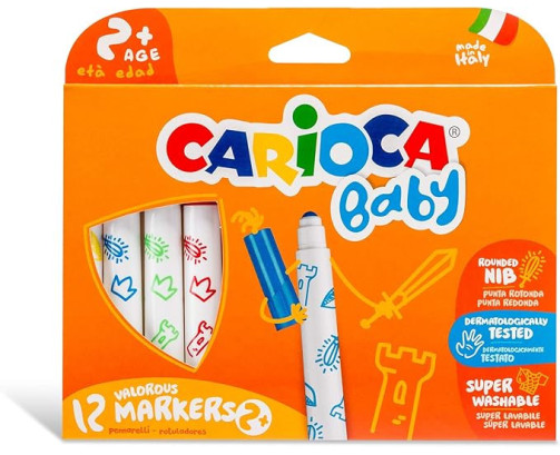 Rotulador carioca baby 2 años caja 12 colores surtidos