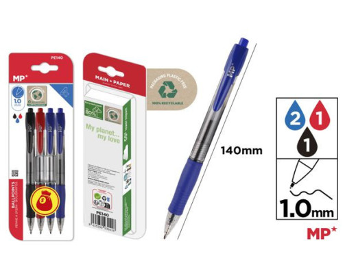 Boligrafos punta 1.0mm 4uds