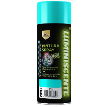 Pintura Spray Brilla en la Oscuridad Tinta Luminiscente Multisuperficie Azul -Verde 200ml