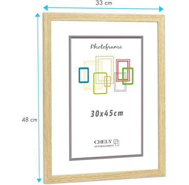 Marco de Foto 30x45cm Color  (Haya)(Blanco)(Negro)( Cerezo)(Wengué)(Plateado) MOD-254 Hecho de Madera, Ancho de moldura 2cm