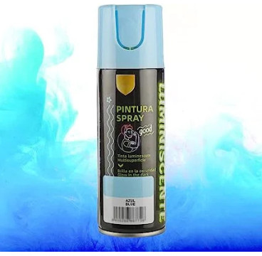 Pintura Spray Brilla en la Oscuridad Tinta Luminiscente Multisuperficie Azul -Verde 200ml