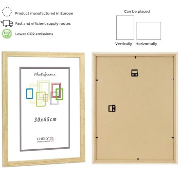 Marco de Foto 30x45cm Color  (Haya)(Blanco)(Negro)( Cerezo)(Wengué)(Plateado) MOD-254 Hecho de Madera, Ancho de moldura 2cm