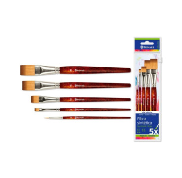 Set 5 Pinceles de Madera Cortos Acrilicos, Acuarelas y Tempera , N2,5,10,15,20 Plano