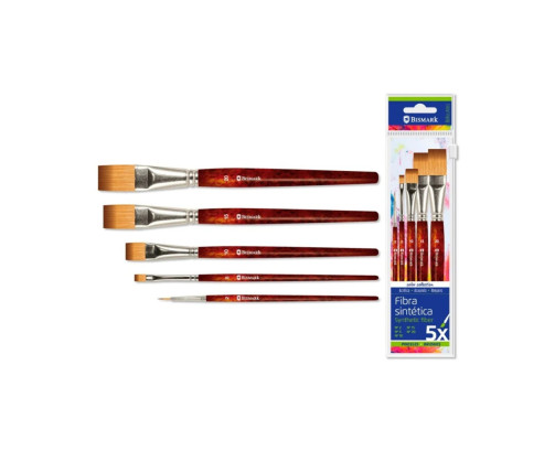 Set 5 Pinceles de Madera Cortos Acrilicos, Acuarelas y Tempera , N2,5,10,15,20 Plano
