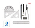 8 piezas Set de Geometría,Compas de Dibujo Maths Kit para Escuela,