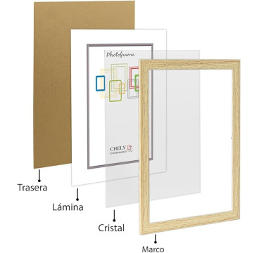 Marco de Fotos 9x13 - 50x70cm MOD-254 Hecho de Madera, Ancho de moldura 2cm Color HAYA ( Pack 1 uds )