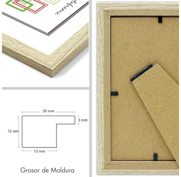 Marco de Fotos 9x13 - 50x70cm MOD-254 Hecho de Madera, Ancho de moldura 2cm Color HAYA ( Pack 1 uds )