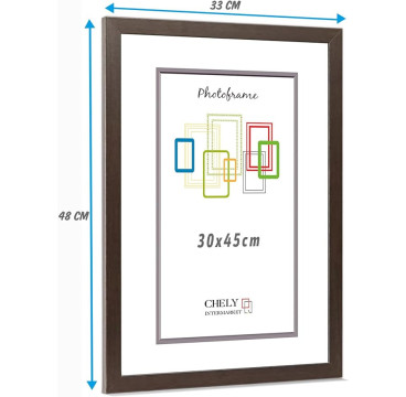 Marco de Foto 30x45cm Color  (Haya)(Blanco)(Negro)( Cerezo)(Wengué)(Plateado) MOD-254 Hecho de Madera, Ancho de moldura 2cm