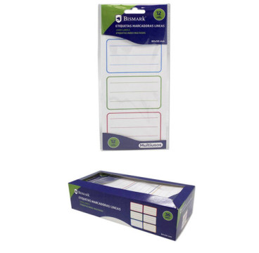 tiquetas escolares 80x50mm lineas colores 12UDS