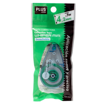 Corrector en Cinta Plus Whiper Mini 4,2mm x 7m Verde Blister /1 ud.
