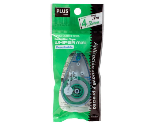 Corrector en Cinta Plus Whiper Mini 4,2mm x 7m Verde Blister /1 ud.