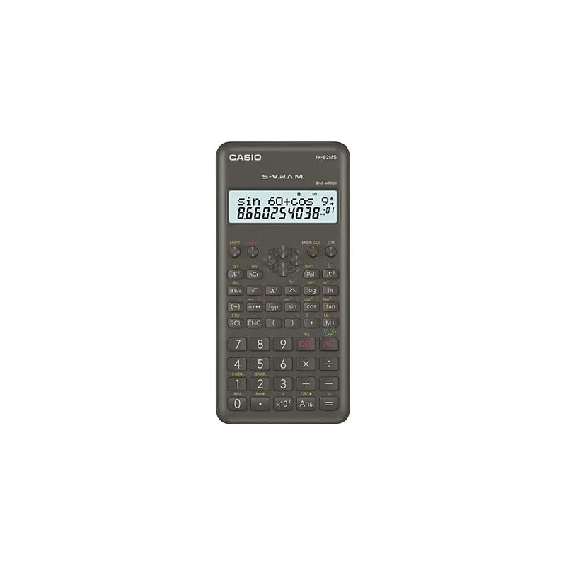 Calculadora científica - Casio FX-82MS-2, S-V.P.A.M., 240 funciones, Editor de datos STAT, Negro