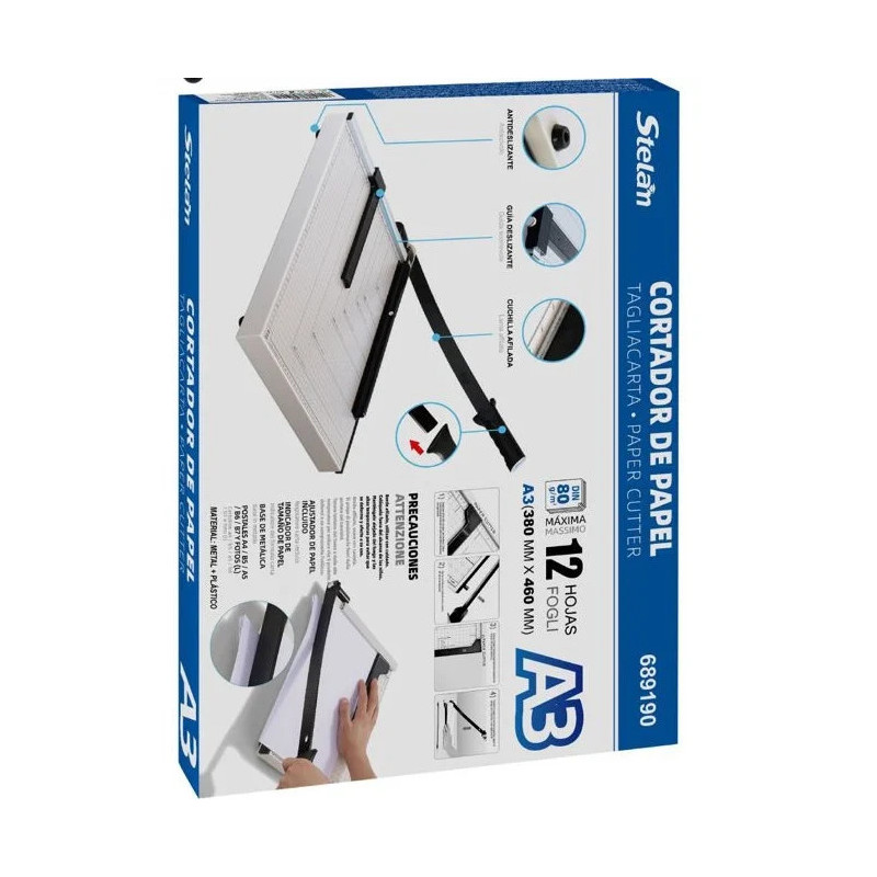 Guillotina de Papel A3 Base de Metal Cortador de Papel 12 hojas de Capacidad Profesional para Papelería Fotográfica Oficina