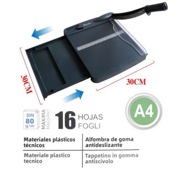 Guillotina de Papel A4 Base de Plastico Cortador de Papel 16 hojas de Capacidad Profesional para Papelería Fotográfica Oficina