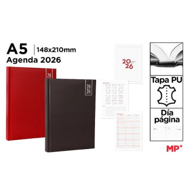 Agenda 2026 A5 Tapa PU Dia Pagina