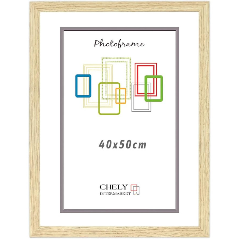Marco de Foto 40x50 cm Color (Haya)(Blanco)(Negro)( Cerezo)(Wengué)(Plateado) MOD-254 Hecho de Madera, Ancho de moldura 2cm