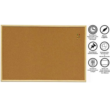 Pizarra corcho pared 40x30 - 90x60cm Tablero ideal para tablon de anuncios, fotos y notas
