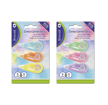 Bismark Mini Pastel Pack de 3 Cintas Correctoras 5mmx5m