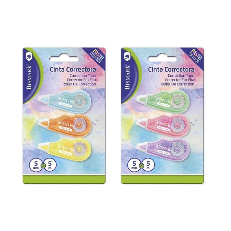 Bismark Mini Pastel Pack de 3 Cintas Correctoras 5mmx5m