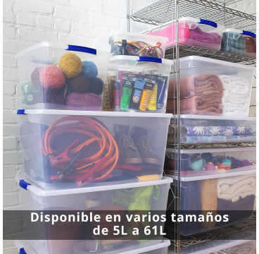 Caja Almacenaje Plástico 16L con Tapa y Cierres (N1) – Transparente